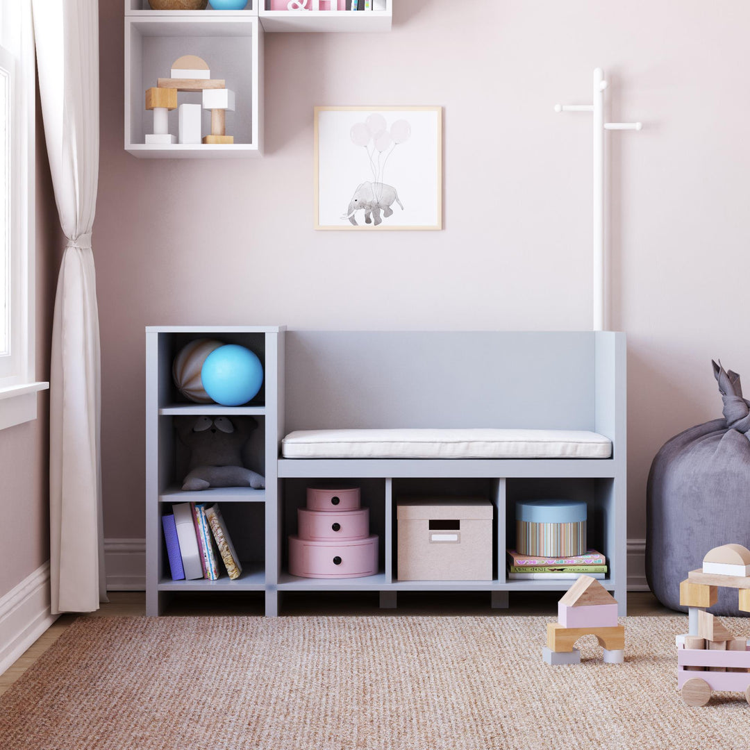 Jocelyn Storage Bench and Coat Rack with 6 Shelves - Dove Gray