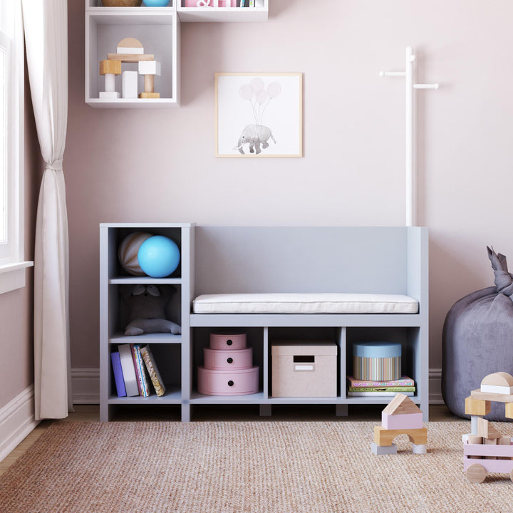 Jocelyn Storage Bench and Coat Rack with 6 Shelves - Dove Gray