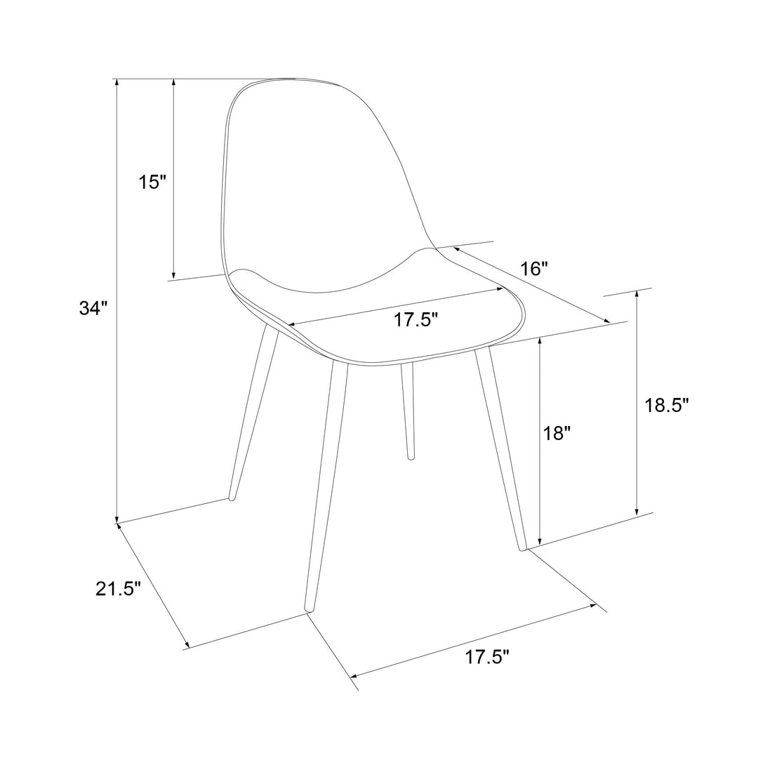 Brandon Upholstered Mid Century Modern Kitchen Dining Chairs, Set of 4 - Black