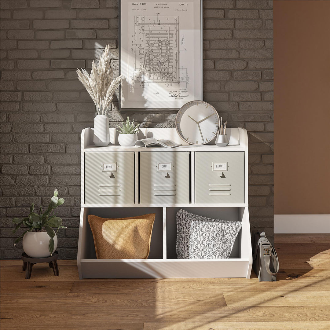 Jocelyn Storage Bookcase and Toy Box with 5 Open Compartments - Dove Gray