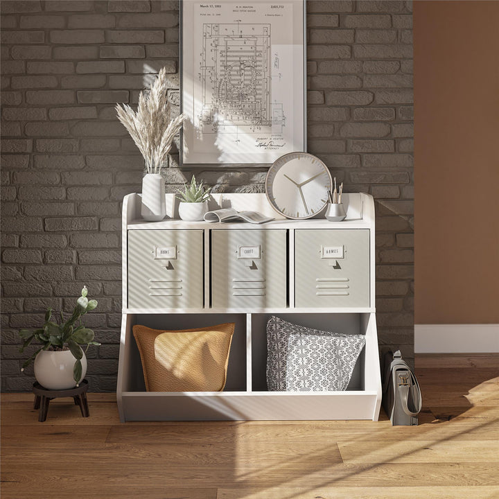 Jocelyn Storage Bookcase and Toy Box with 5 Open Compartments - Dove Gray