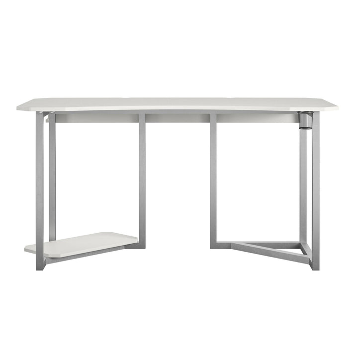 Quest Curved Gaming Desk Workstation with CPU Stand - White