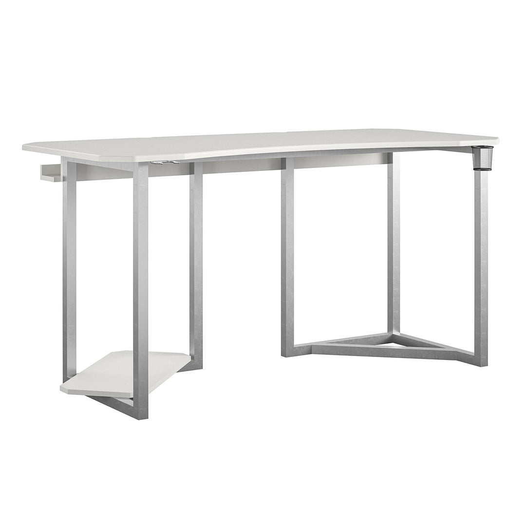 Quest Curved Gaming Desk Workstation with CPU Stand - White