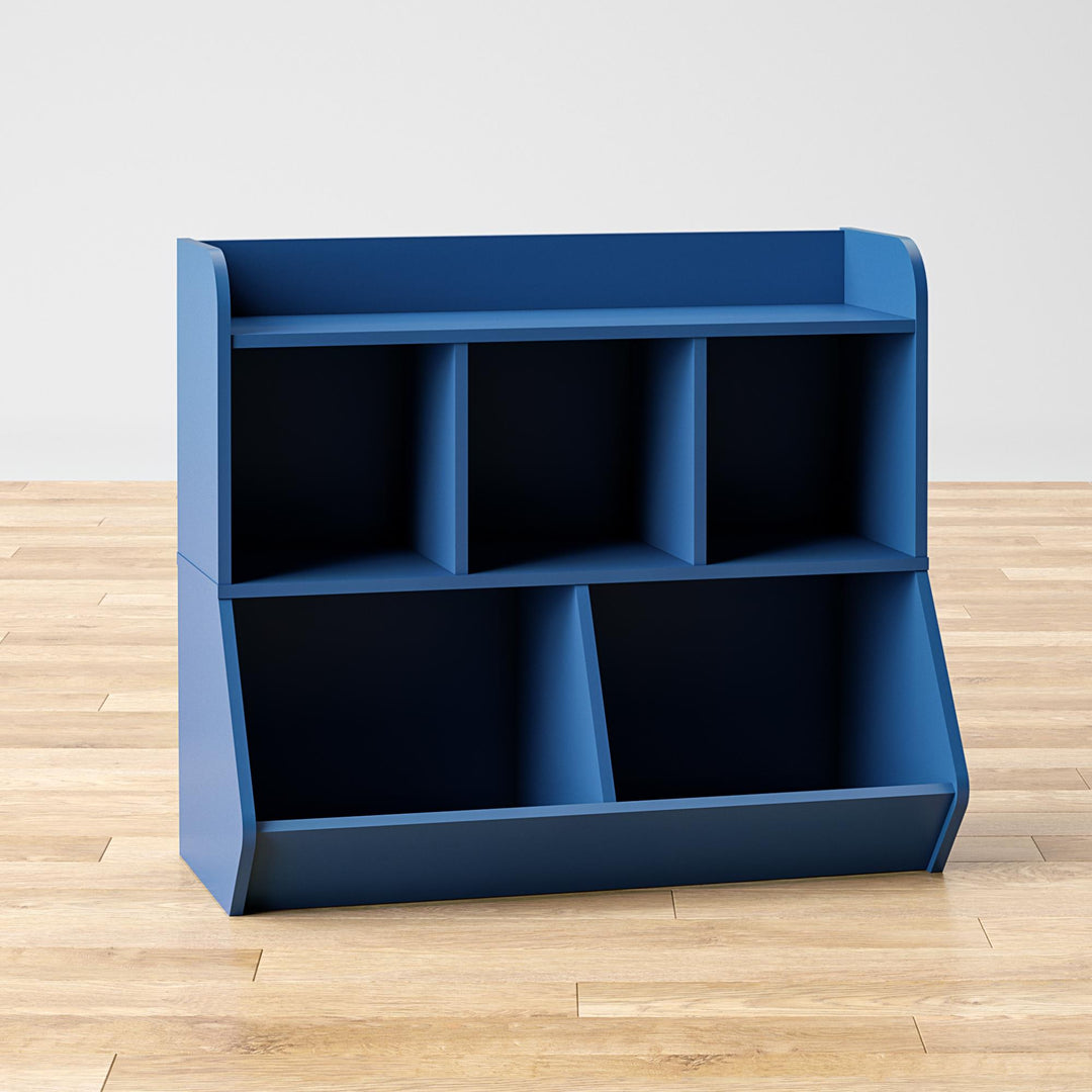 Jocelyn Storage Bookcase and Toy Box with 5 Open Compartments - Navy