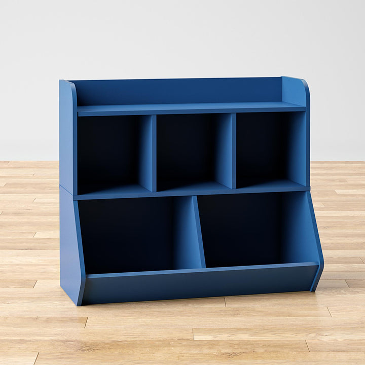 Jocelyn Storage Bookcase and Toy Box with 5 Open Compartments - Navy