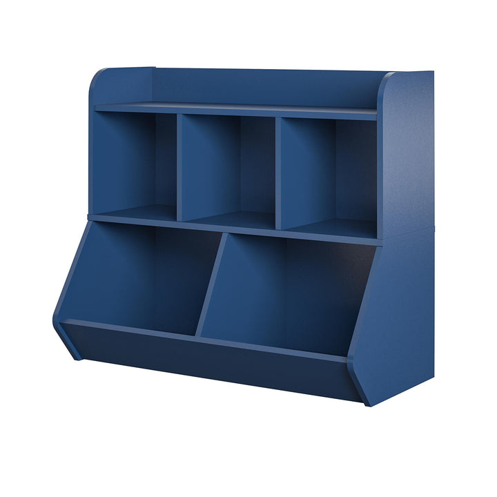 Jocelyn Storage Bookcase and Toy Box with 5 Open Compartments - Navy