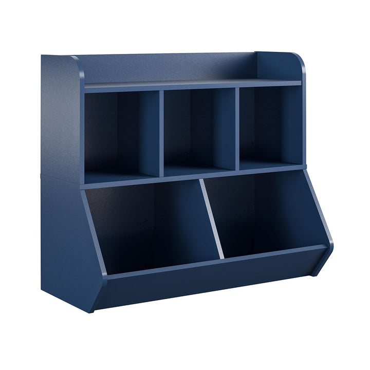 Jocelyn Storage Bookcase and Toy Box with 5 Open Compartments - Navy