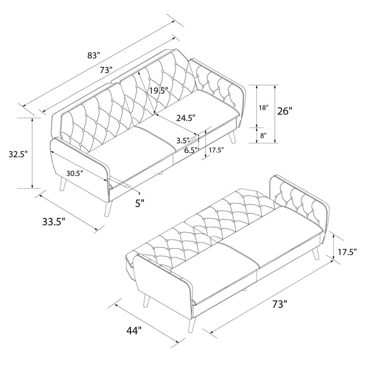 Tallulah Memory Foam Futon - Mustard