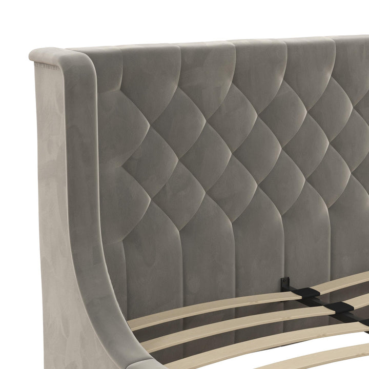 Monarch Hill Ambrosia Upholstered Bed with Diamond Tufted Headboard - Gray - Full