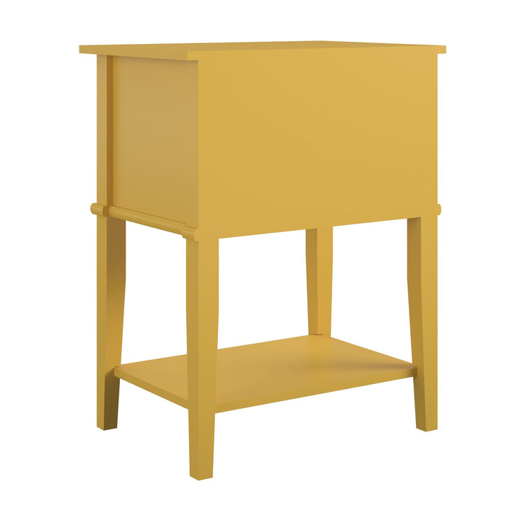 Franklin Nightstand Table with 2 Drawers and Lower Shelf - Mustard Yellow