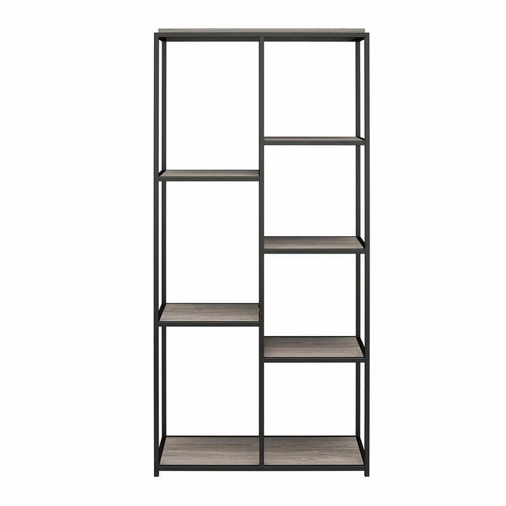 Fayette 5 Open Shelf Bookcase with Sturdy Metal Frame - Gray Oak