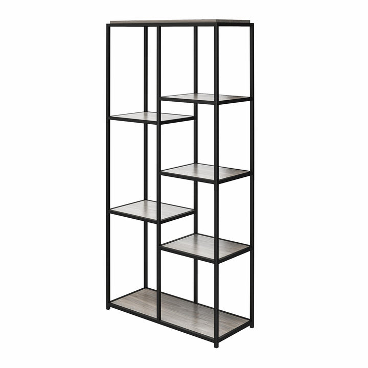 Fayette 5 Open Shelf Bookcase with Sturdy Metal Frame - Gray Oak