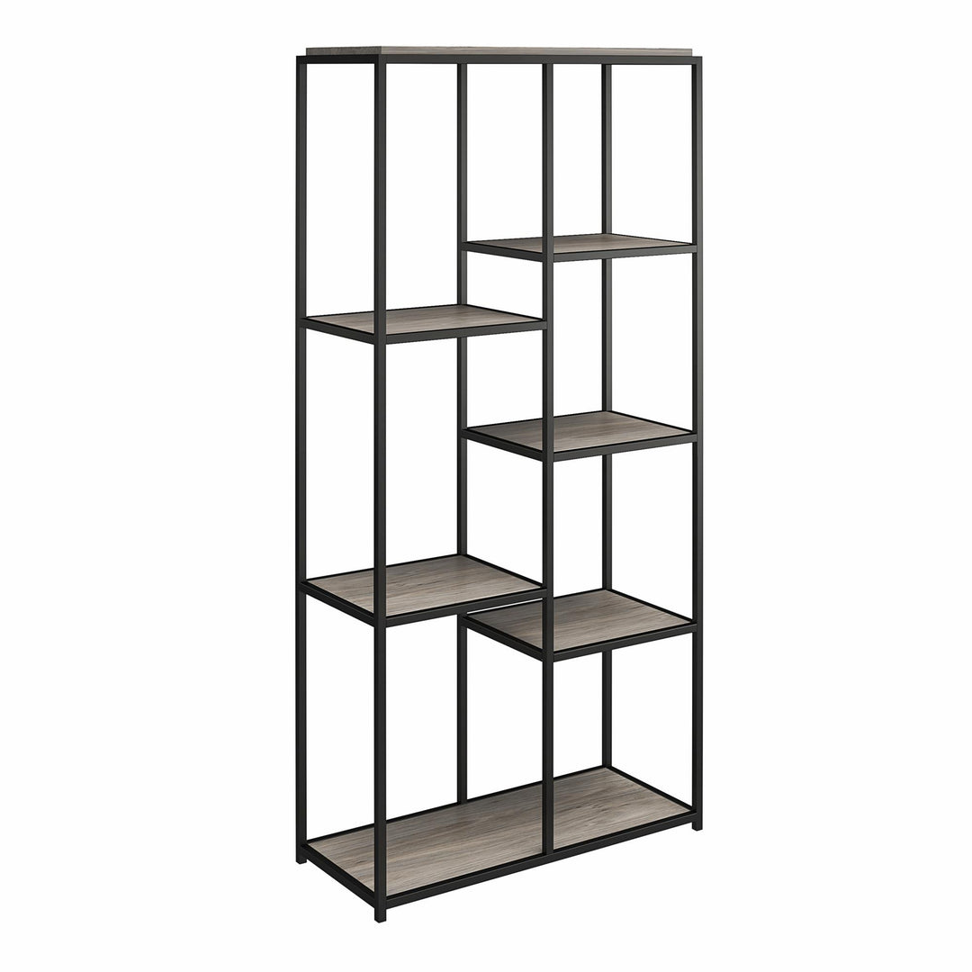 Fayette 5 Open Shelf Bookcase with Sturdy Metal Frame - Gray Oak