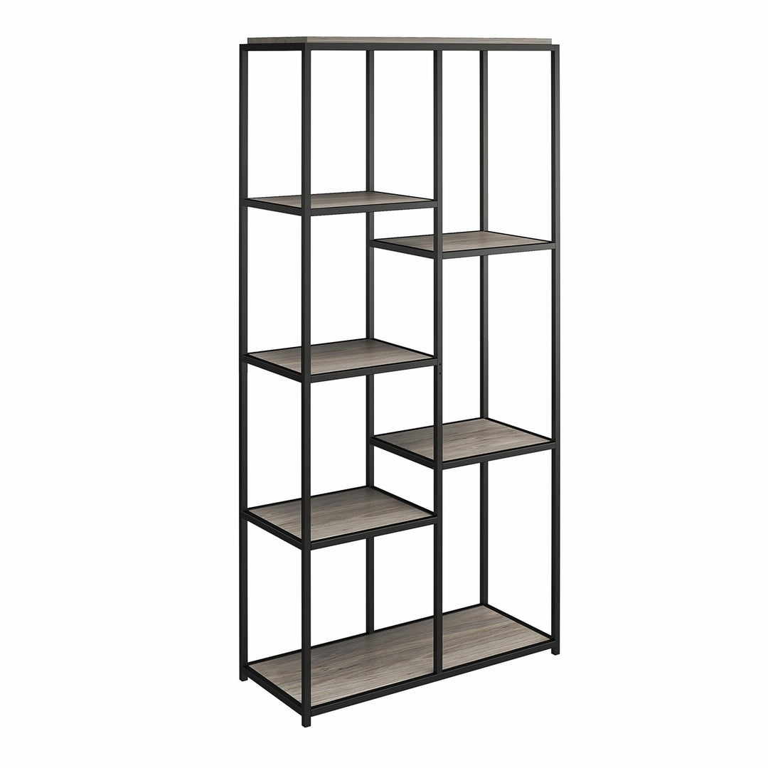 Fayette 5 Open Shelf Bookcase with Sturdy Metal Frame - Gray Oak