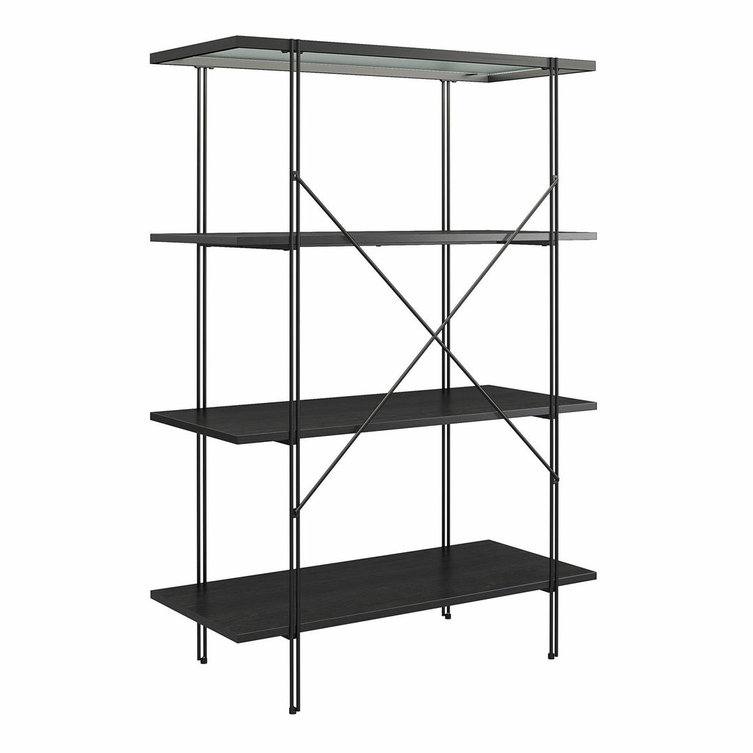 Vance 4 Shelf Bookcase - Black Oak