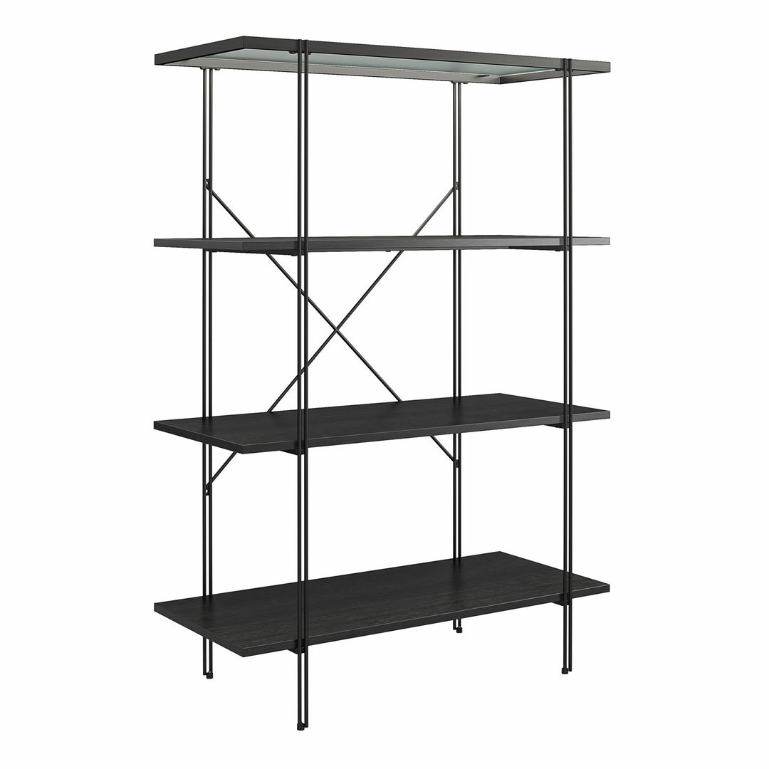 Vance 4 Shelf Bookcase - Black Oak