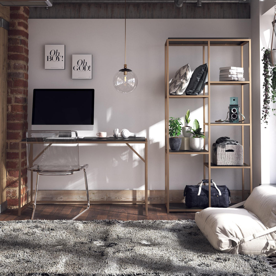 Fayette 5 Open Shelf Bookcase with Sturdy Metal Frame - Espresso