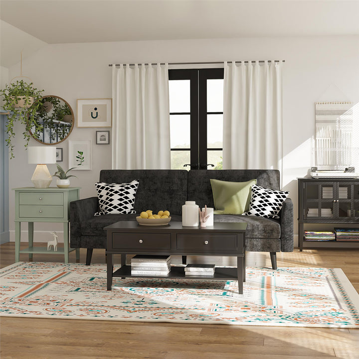 Franklin Nightstand Table with 2 Drawers and Lower Shelf - Pale Green