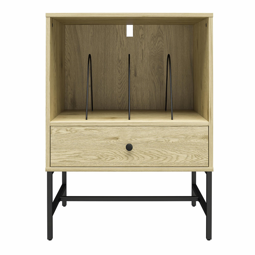 Brookville Record Station with Open Cubby and 3 Dividers - Natural