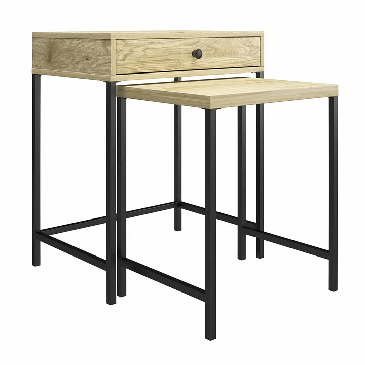 Brookville Nesting Side Tables with Minimalistic 2-Tone Design - Natural