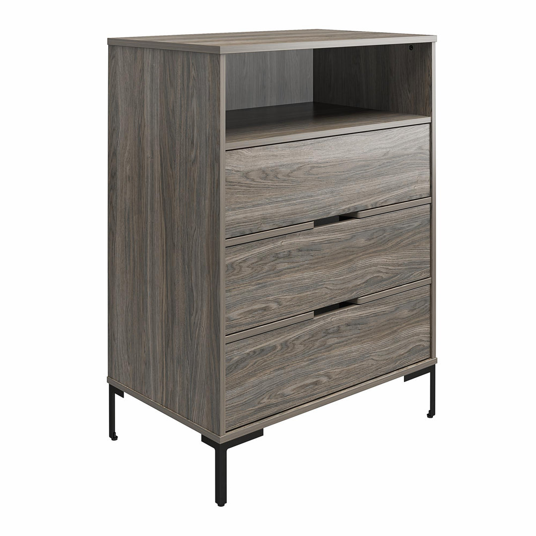 Rolland Tall 3 Drawer 1 Cubby Dresser - Weathered Oak