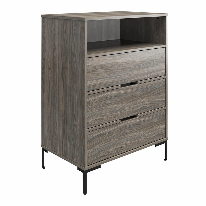 Rolland Tall 3 Drawer 1 Cubby Dresser - Weathered Oak