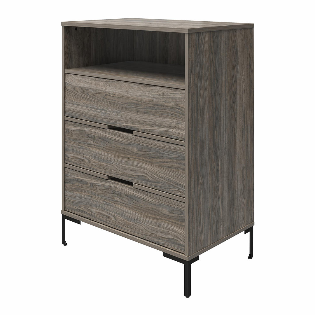 Rolland Tall 3 Drawer 1 Cubby Dresser - Weathered Oak