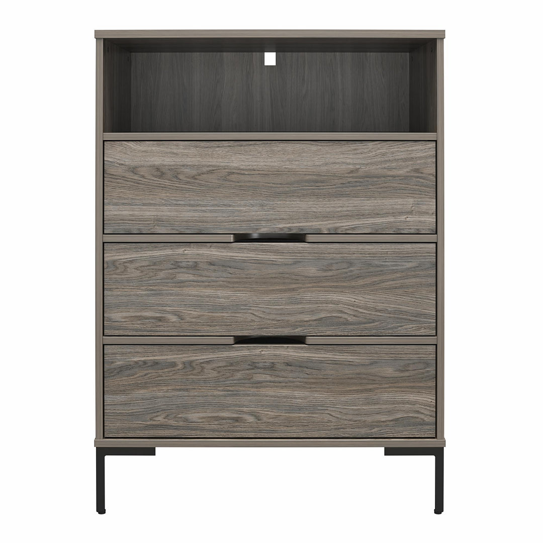 Rolland Tall 3 Drawer 1 Cubby Dresser - Weathered Oak