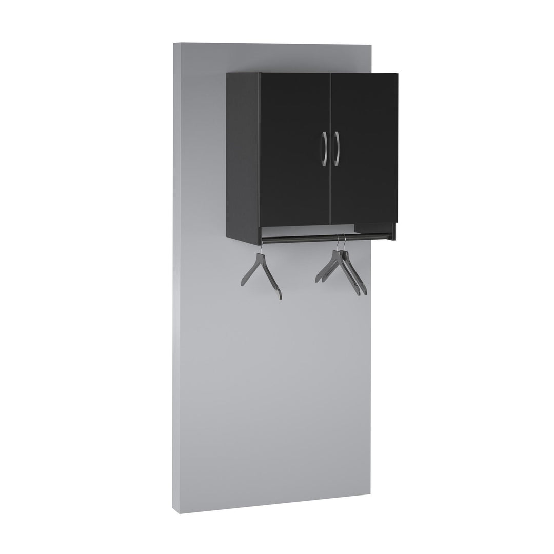 Basin 2 Door Wall Storage Cabinet with Hanging Rod - Black