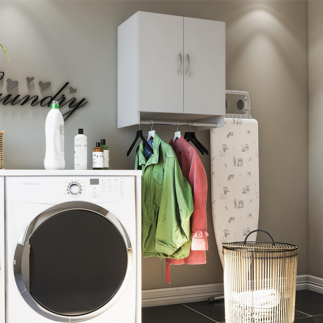 Basin 2 Door Wall Storage Cabinet with Hanging Rod - Dove Gray