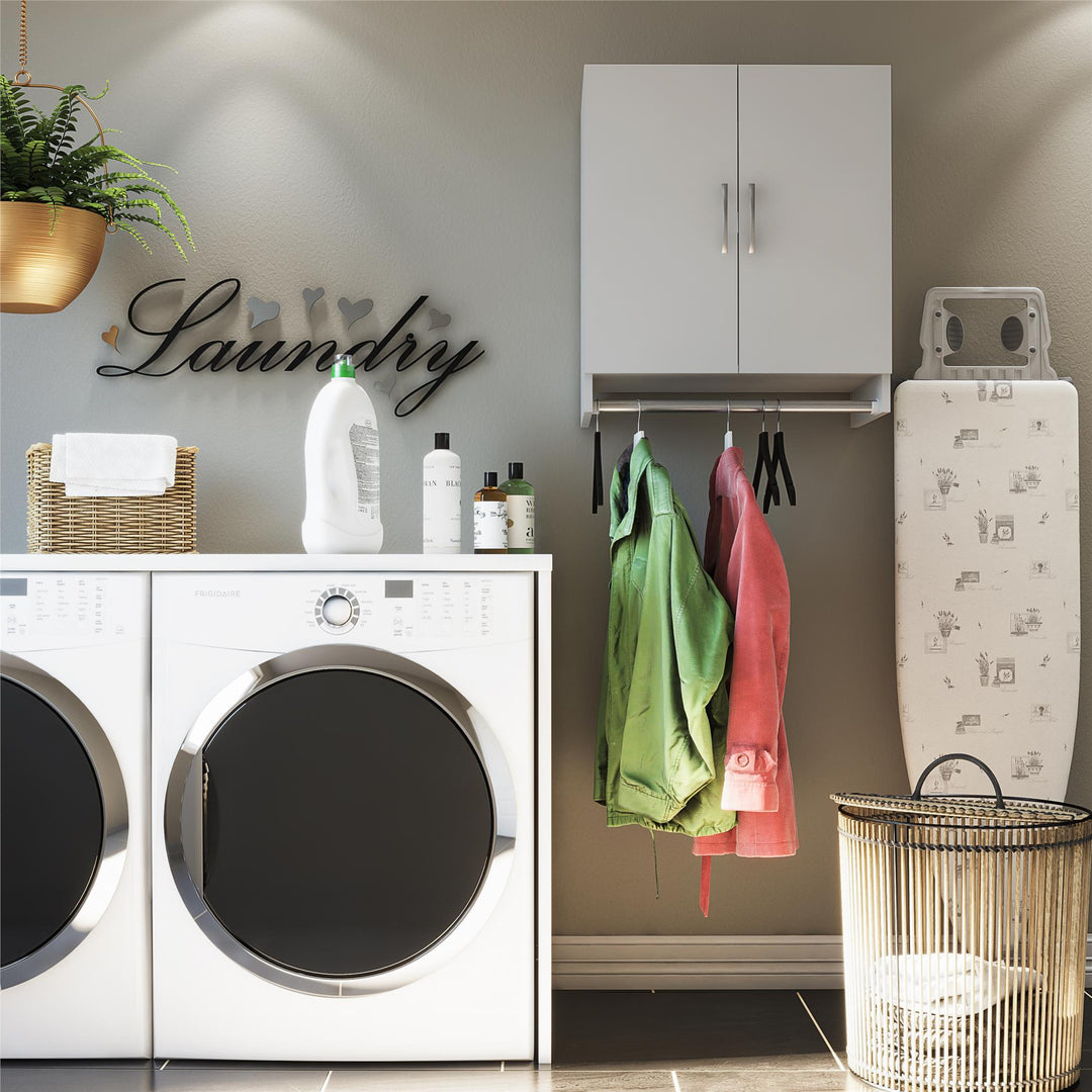 Basin 2 Door Wall Storage Cabinet with Hanging Rod - Dove Gray