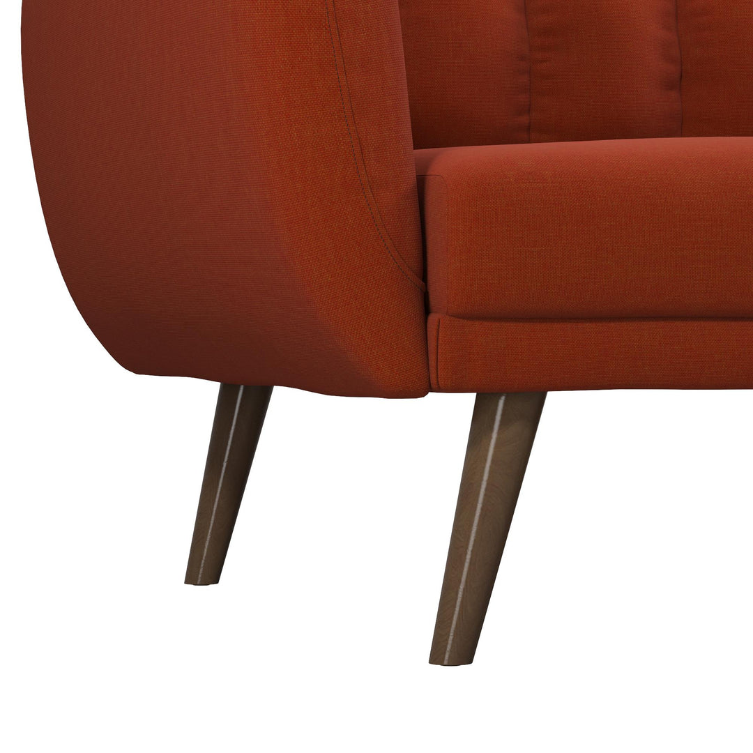 Brittany Futon with Vertical Channel Tufting and Curved Armrests - Orange