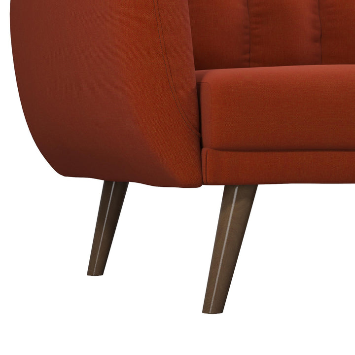 Brittany Futon with Vertical Channel Tufting and Curved Armrests - Orange