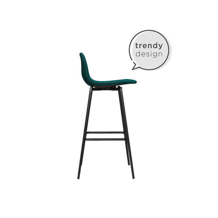 Brandon Upholstered Mid Century Modern Kitchen Bar Stool with Metal Legs - Green