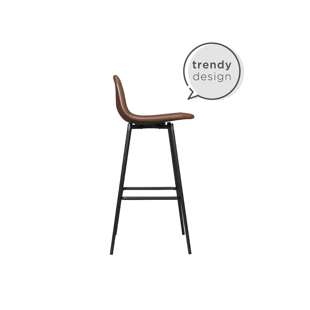 Brandon Upholstered Mid Century Modern Kitchen Bar Stool with Metal Legs - Camel