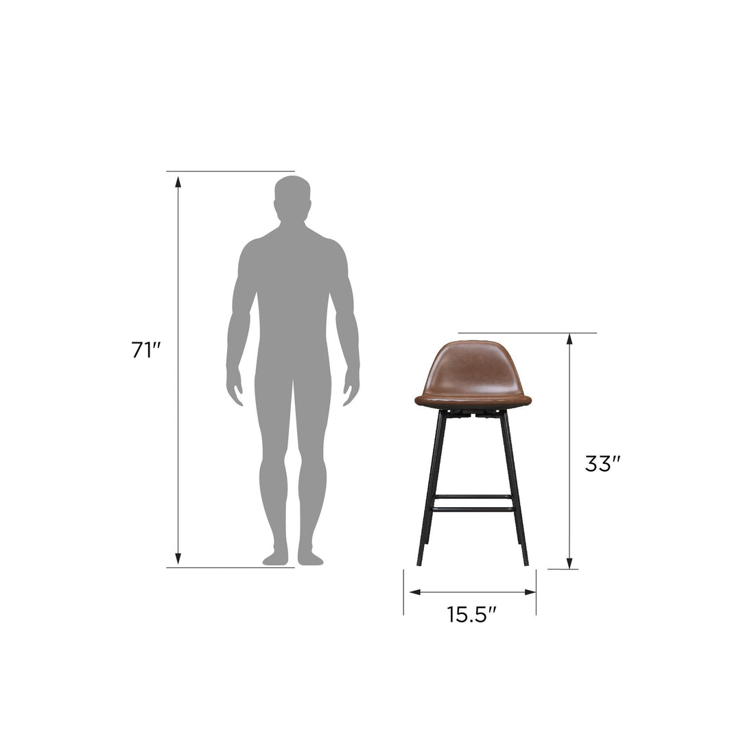 Brandon Upholstered Mid Century Modern Counter Height Bar Stool - Camel