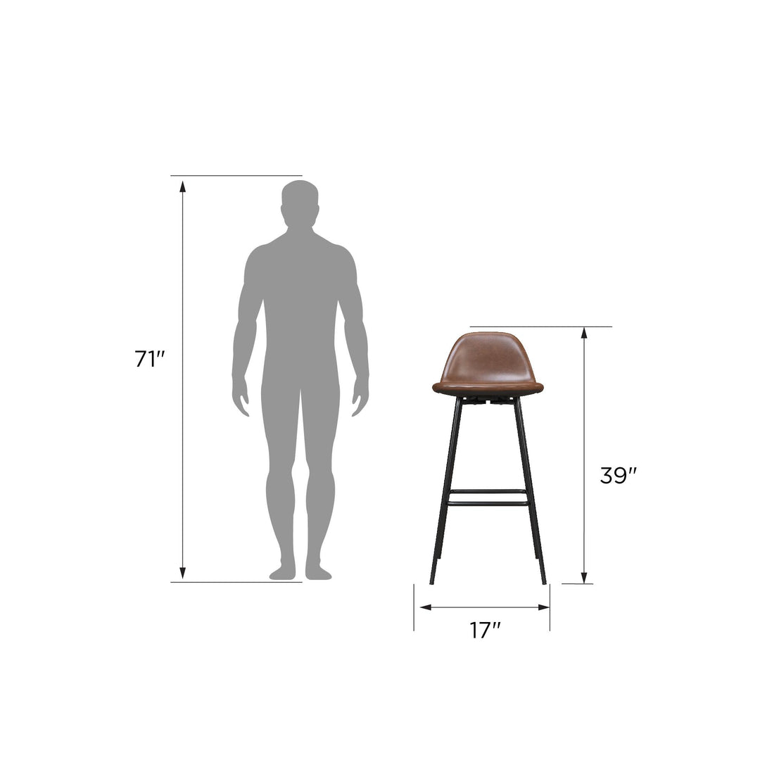 Brandon Upholstered Mid Century Modern Kitchen Bar Stool with Metal Legs - Camel