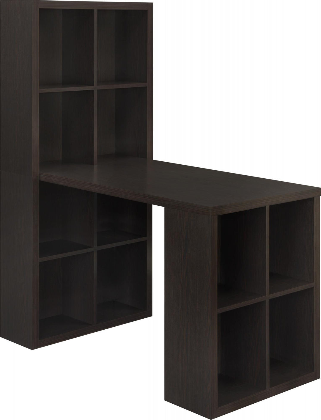 London Hobby Bookcase and Crafting Desk with Cubbies - Espresso