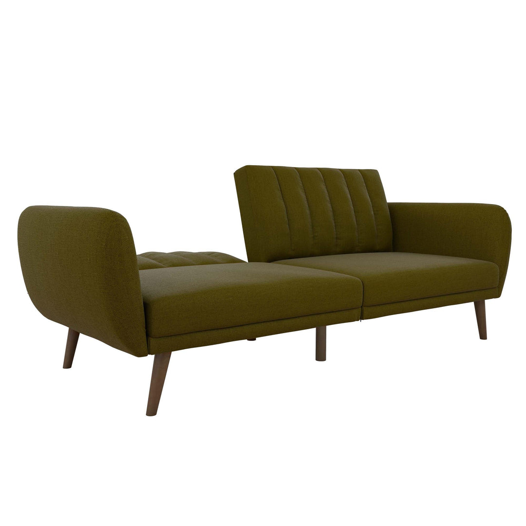 Brittany Futon with Vertical Channel Tufting and Curved Armrests - Green