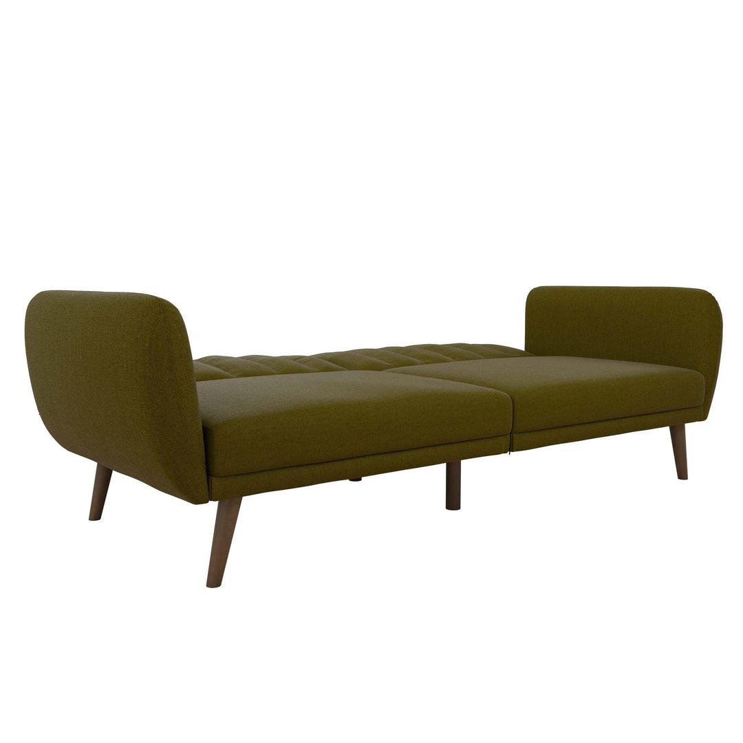 Brittany Futon with Vertical Channel Tufting and Curved Armrests - Green