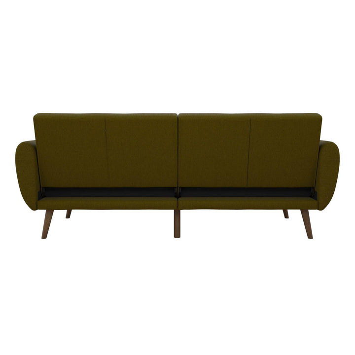 Brittany Futon with Vertical Channel Tufting and Curved Armrests - Green