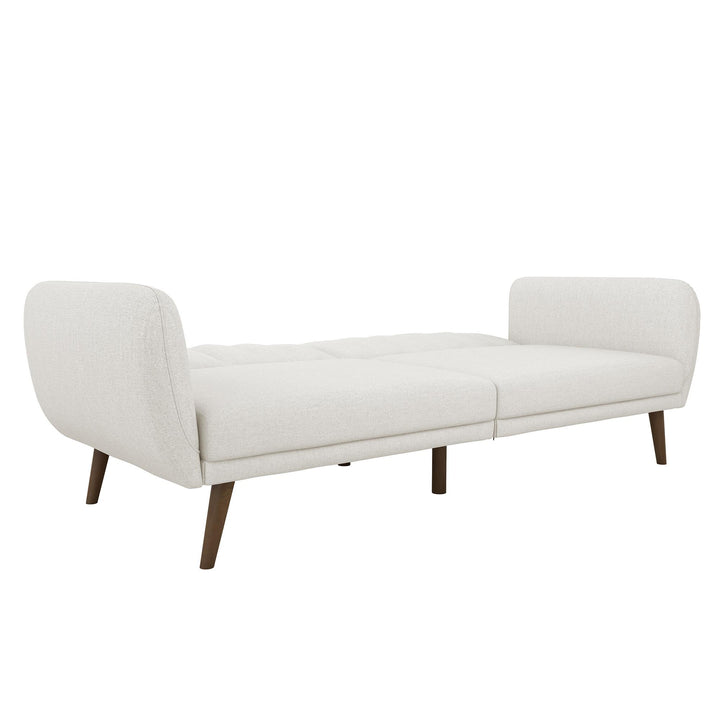 Brittany Futon with Vertical Channel Tufting and Curved Armrests - Light Gray