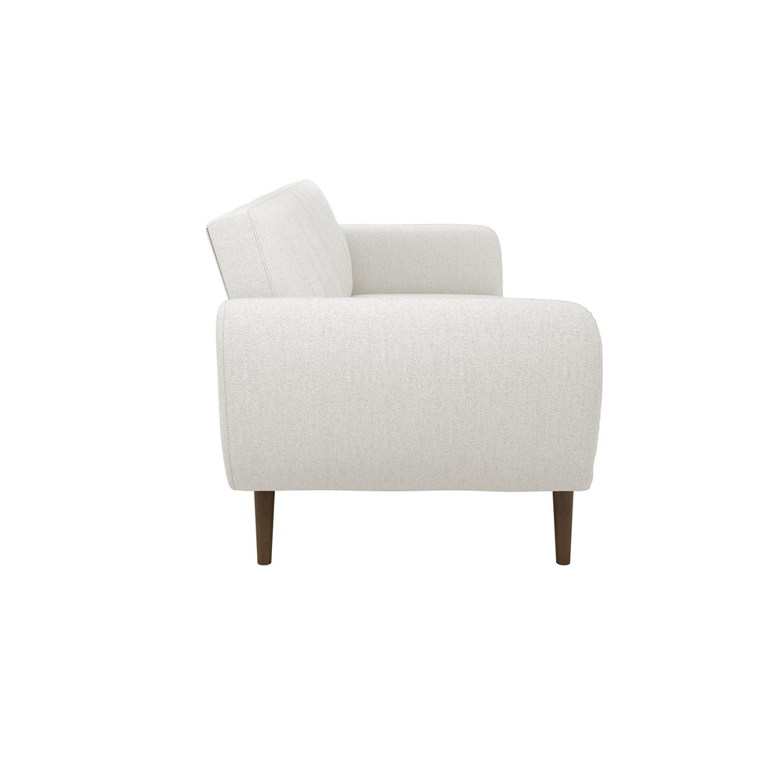 Brittany Futon with Vertical Channel Tufting and Curved Armrests - Light Gray