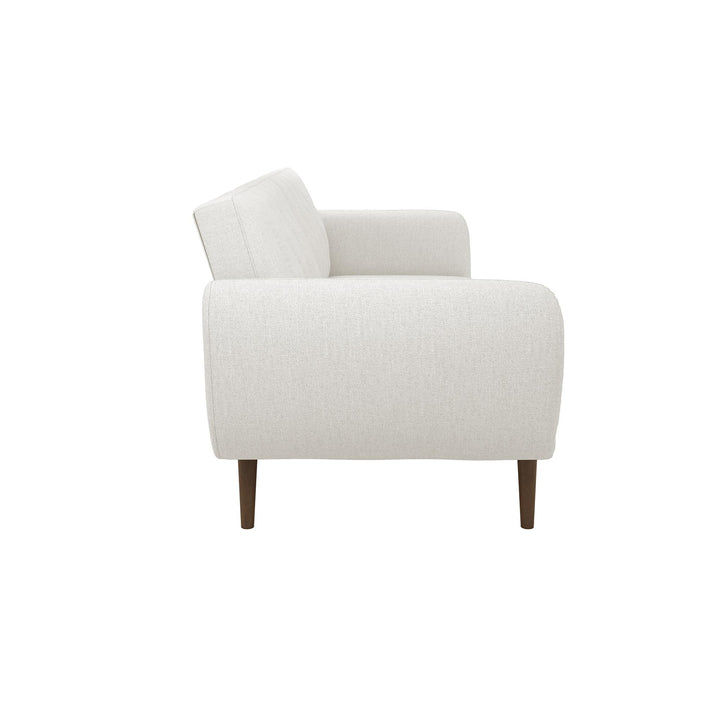 Brittany Futon with Vertical Channel Tufting and Curved Armrests - Light Gray