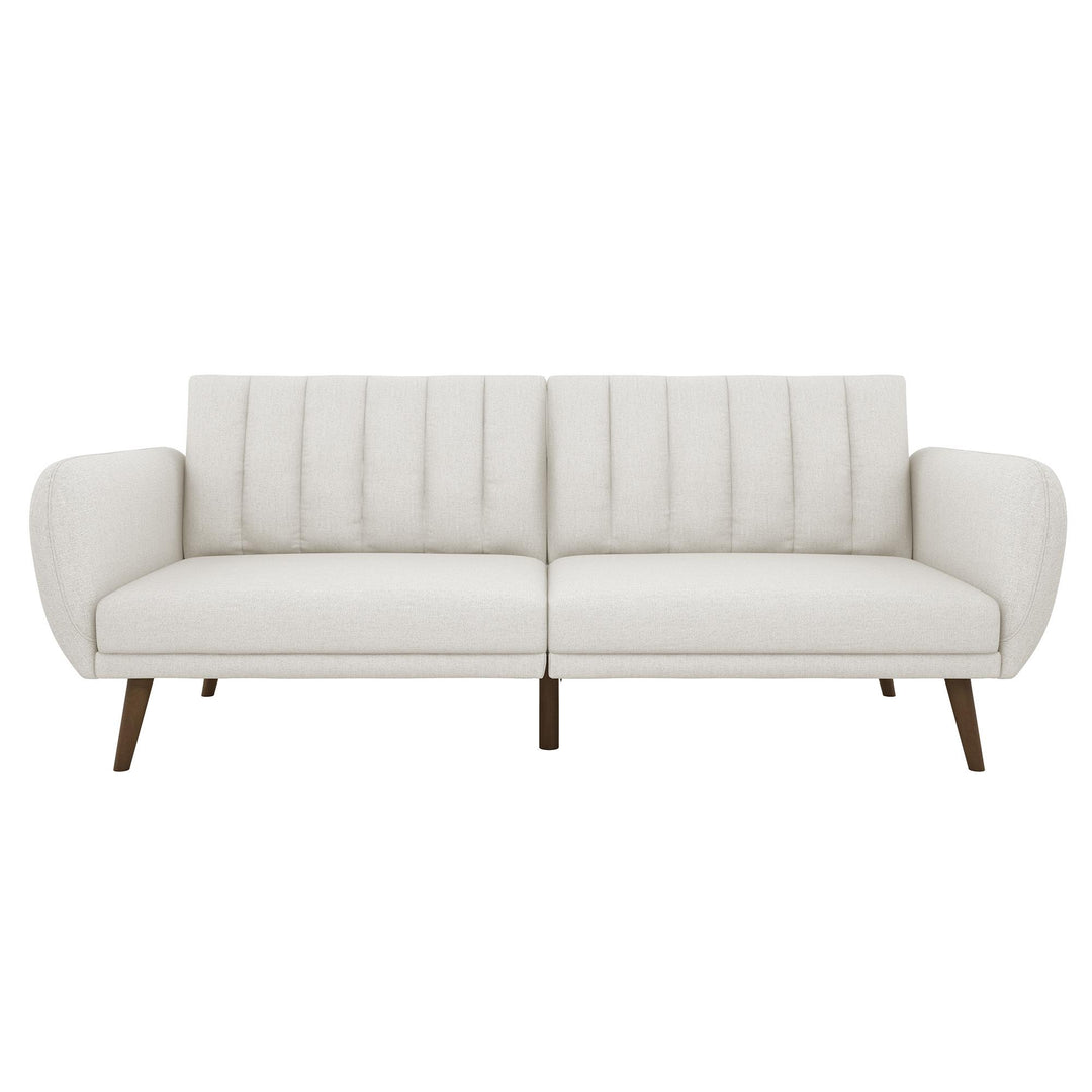 Brittany Futon with Vertical Channel Tufting and Curved Armrests - Sage Green