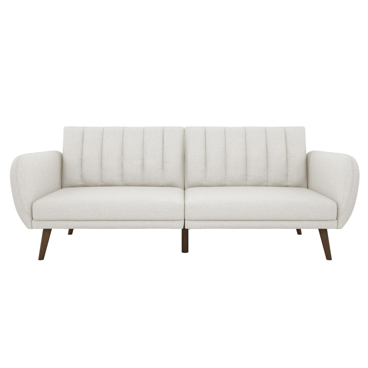 Brittany Futon with Vertical Channel Tufting and Curved Armrests - Sage Green