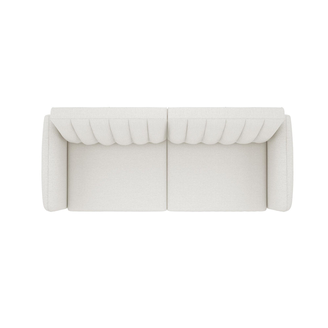 Brittany Futon with Vertical Channel Tufting and Curved Armrests - Light Gray
