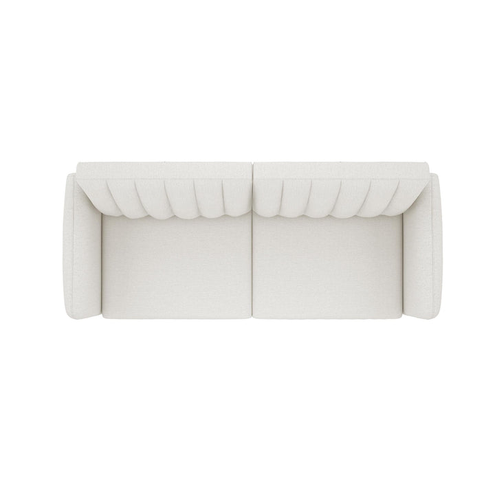 Brittany Futon with Vertical Channel Tufting and Curved Armrests - Light Gray