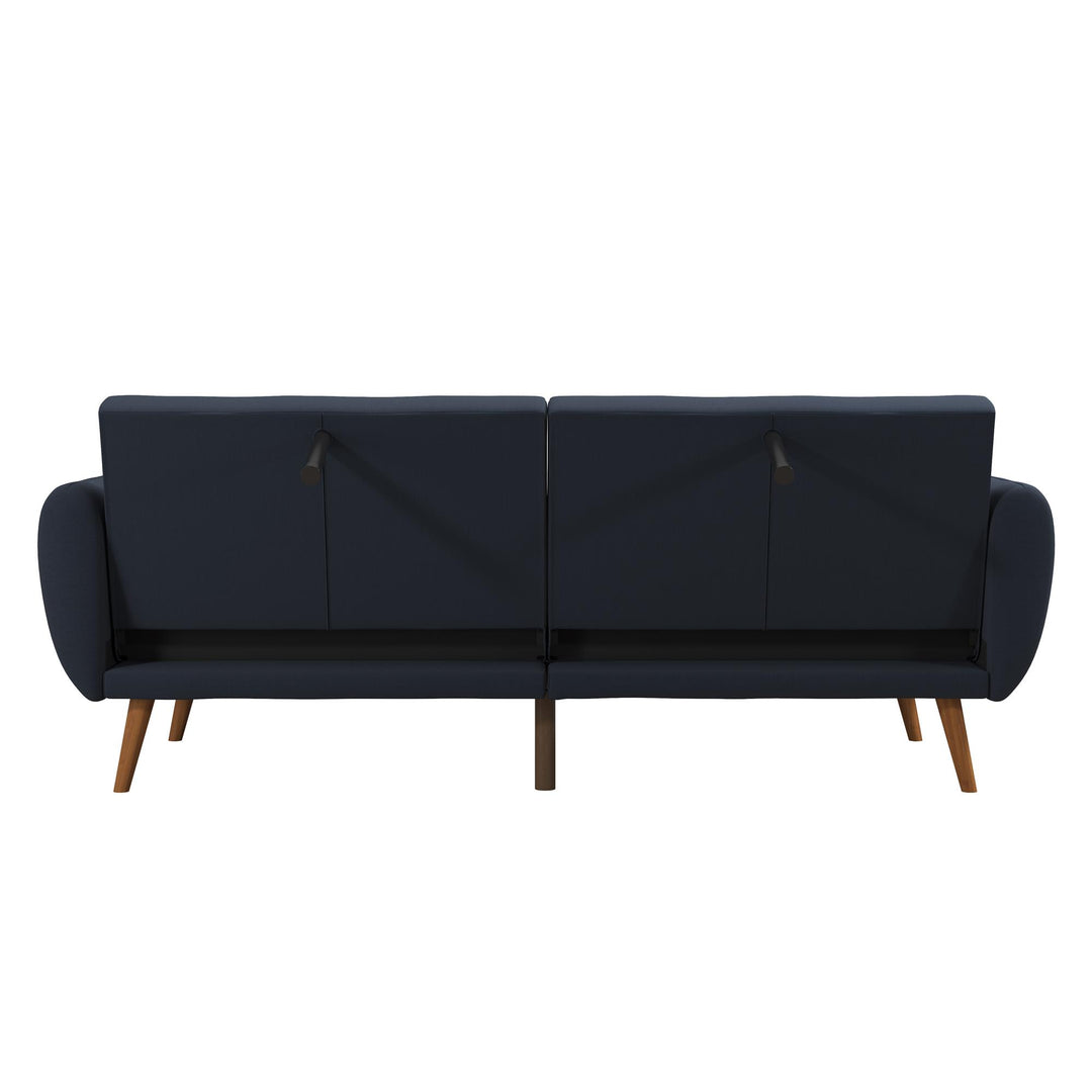 Brittany Futon with Vertical Channel Tufting and Curved Armrests - Navy