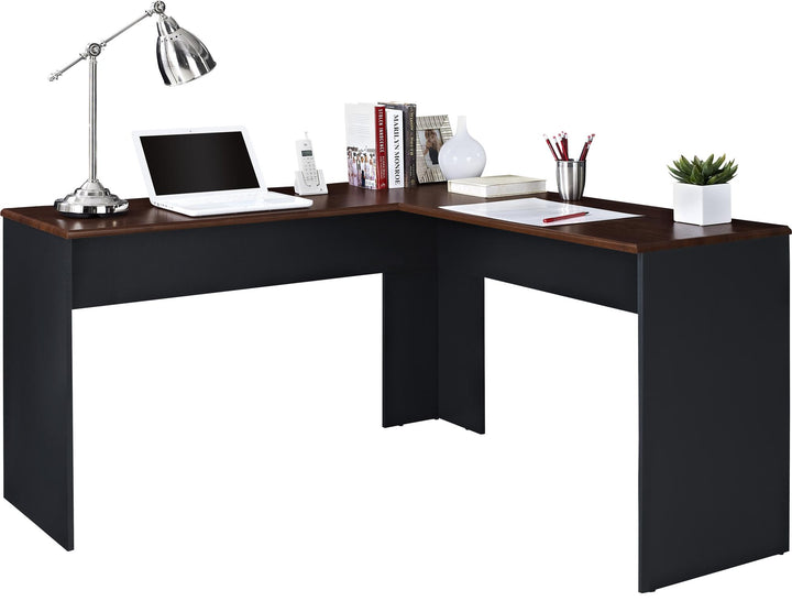 Amara L-Shaped Desk with Wire Management Grommet - Cherry